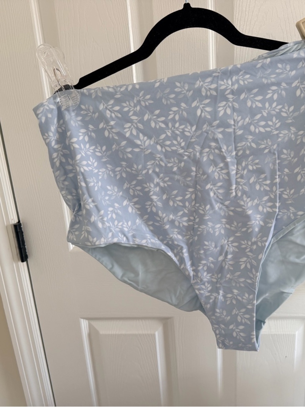 High-Waist Light Blue Floral Bikini Bottoms